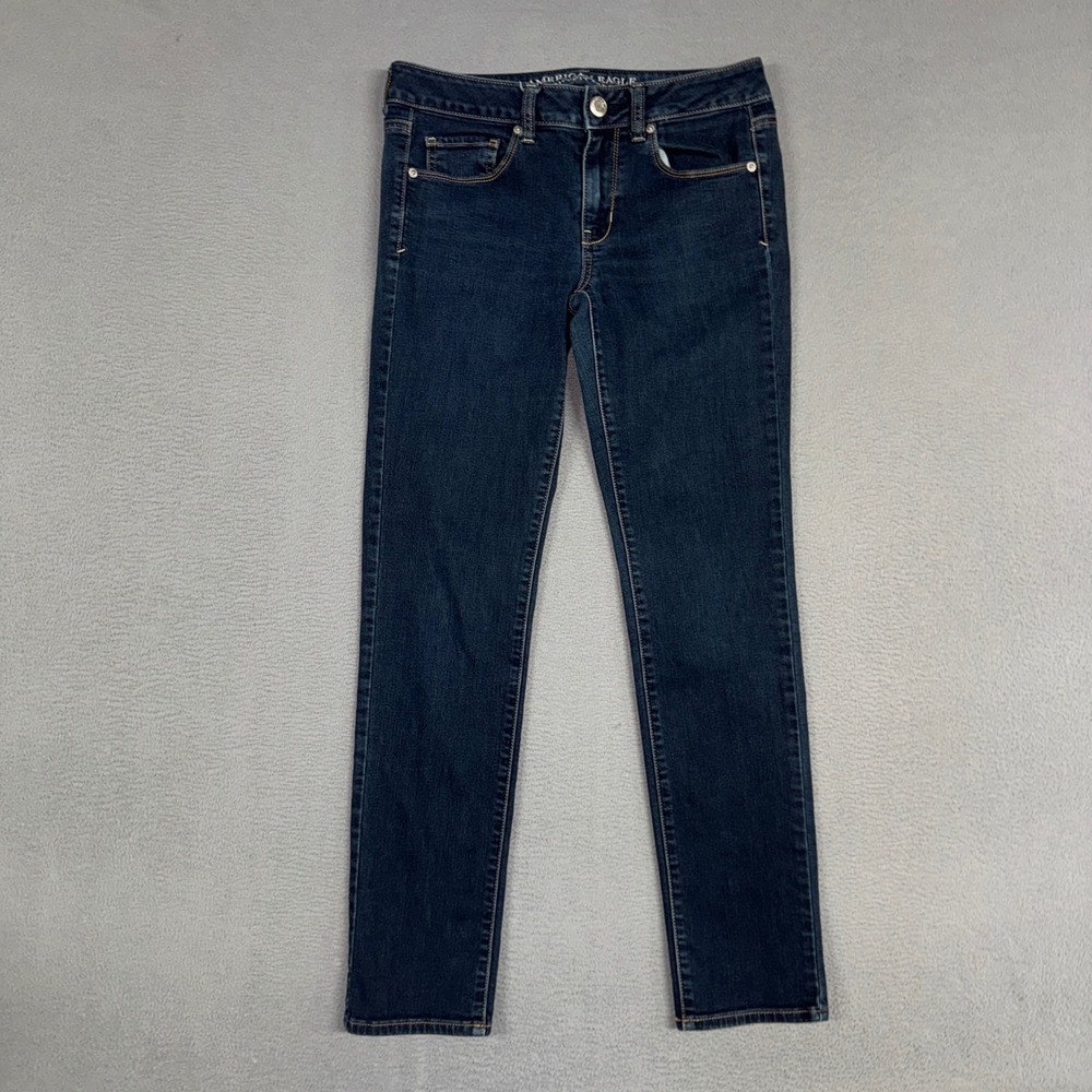 American Eagle Jeans Womens 6 Blue Skinny Low Rise Dark Wash Stretch Denim